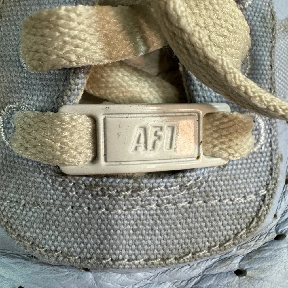 Nike Air Force 1 Low Light Blue Cream Leather Textile Sneakers AF1 Mens 7.5